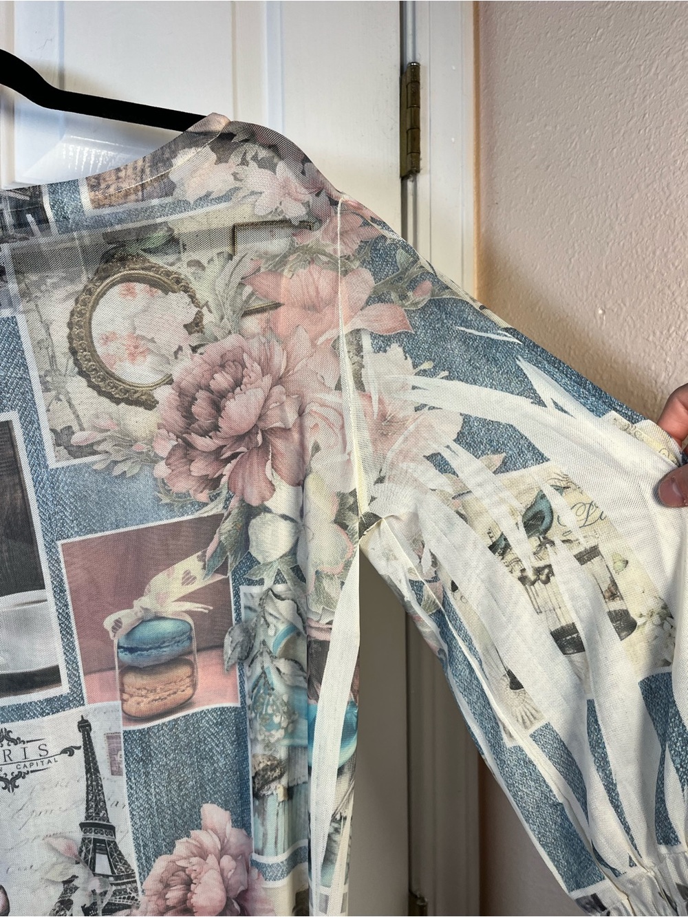 Origami Sheer French Cafe Top - Size Medium | OLS Vintage Style - Picture 11 of 16